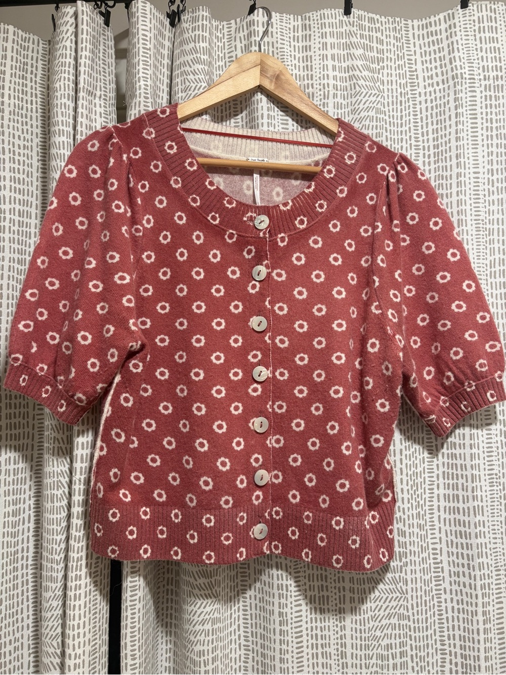 Free people Women’s Floral Knit Button-Front Top - Rose